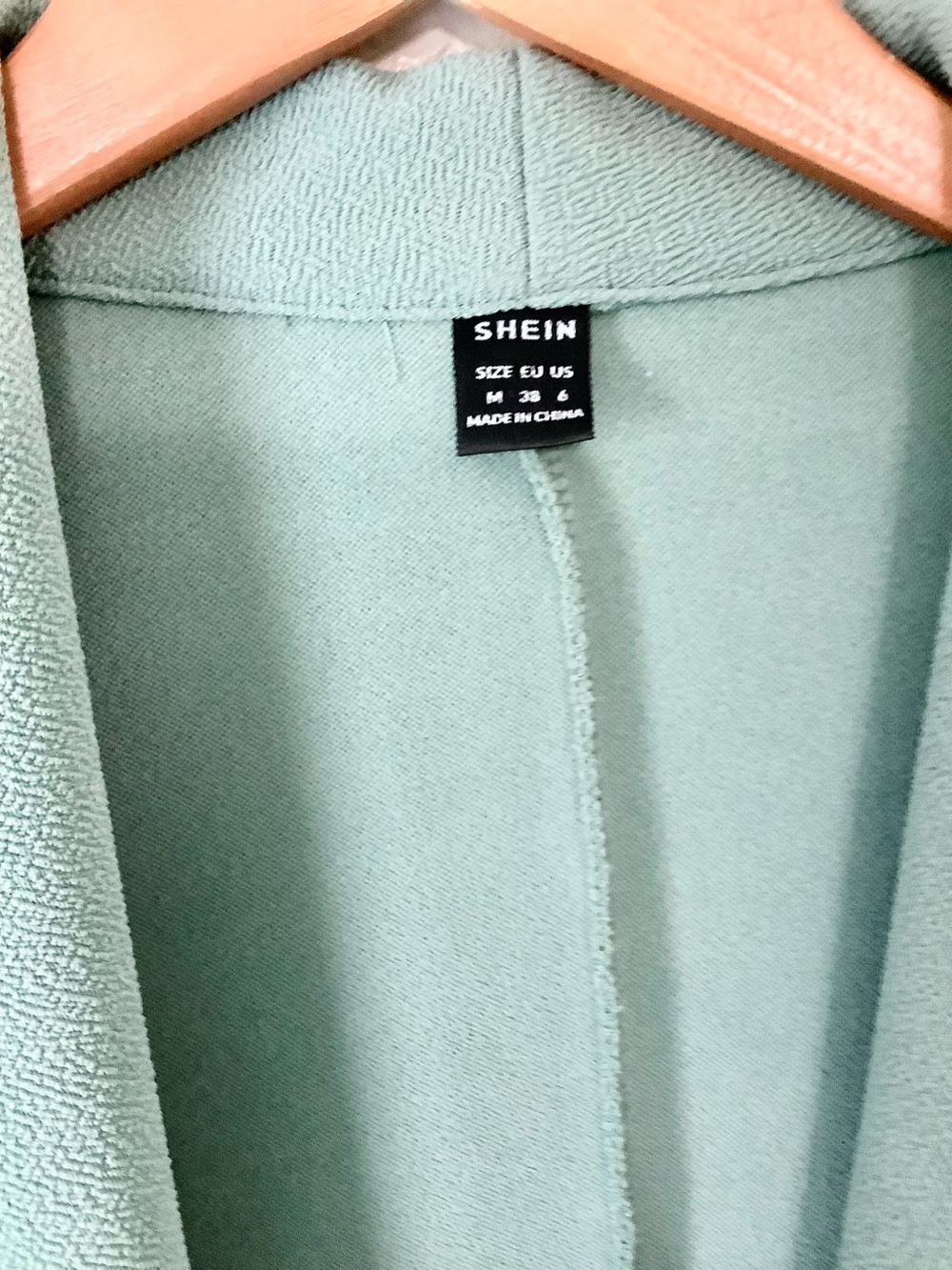 SHEIN Sage Green Draped Open-Front Blazer - Picture 3 of 3